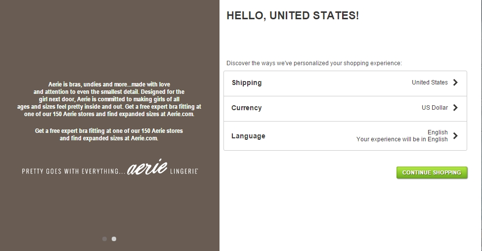 ecommerce checkout page example American Eagle Outfitters 