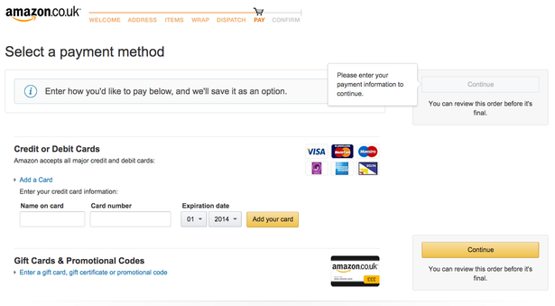 best ecommerce checkout example - Amazon