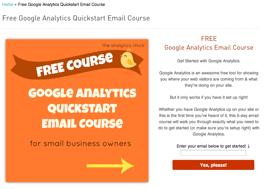 Increase email list signup for course