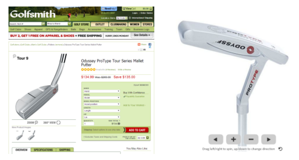 golfsmith using 360 Degree Presentations of Your Products
